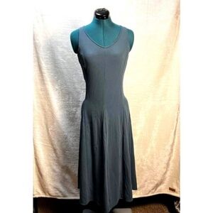 Eileen Fisher Petite Teal Silk Blend A-Line Midi Dress PS